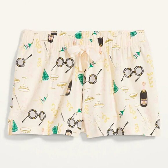NWT Old Navy New Year Celebration Flannel Boxer Pajama Shorts Lounge Women Small - Picture 2 of 2